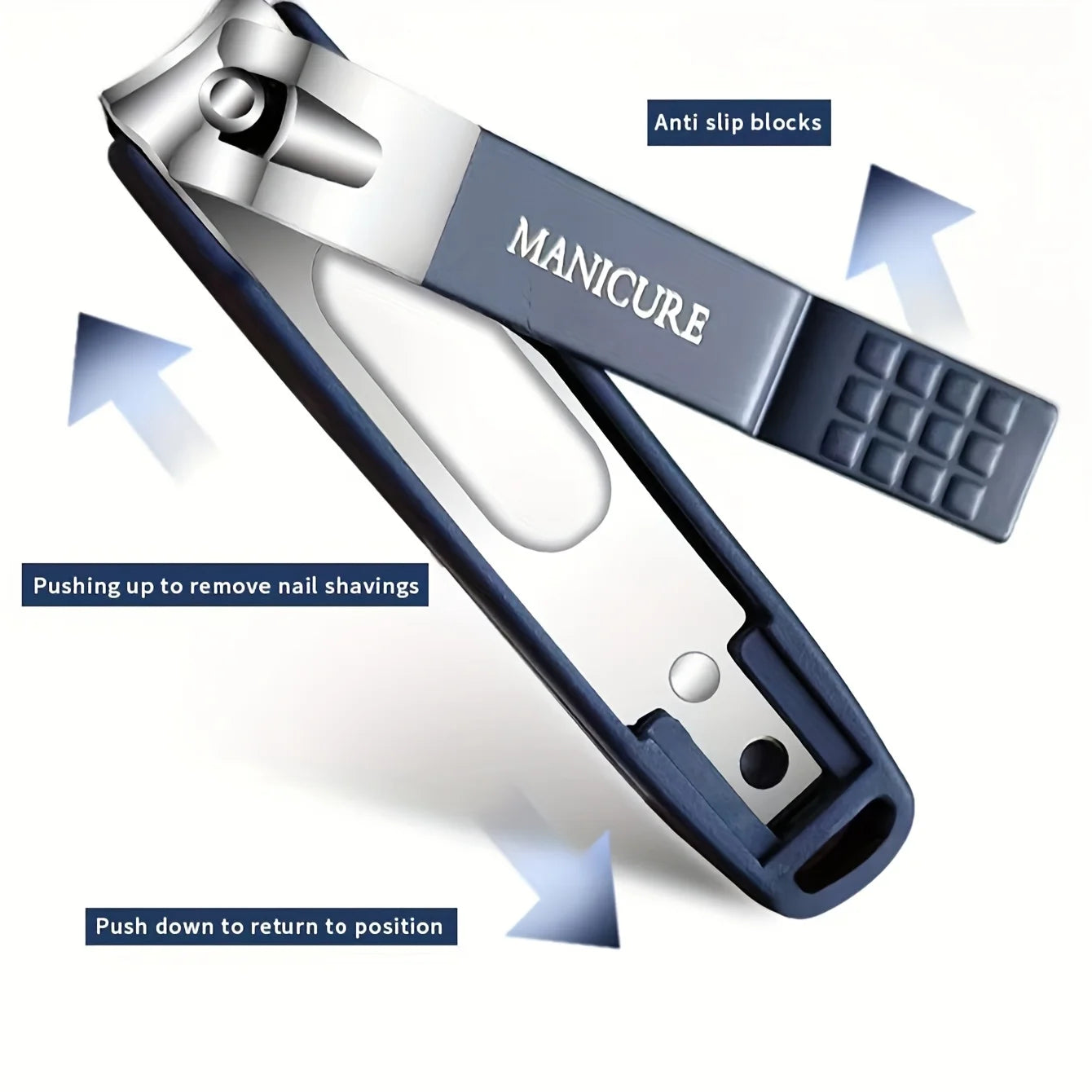 Cortaúñas de alta calidad a prueba de salpicaduras, con cuchilla resistente y caja recolectora de uñas, con un diseño atractivo.